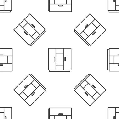 Gri çizgi Gardırop ikonu beyaz arka planda kusursuz desen izole etti. Vektör.