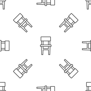 Gri çizgi sandalye ikonu beyaz arka planda kusursuz desen izole etti. Vektör.