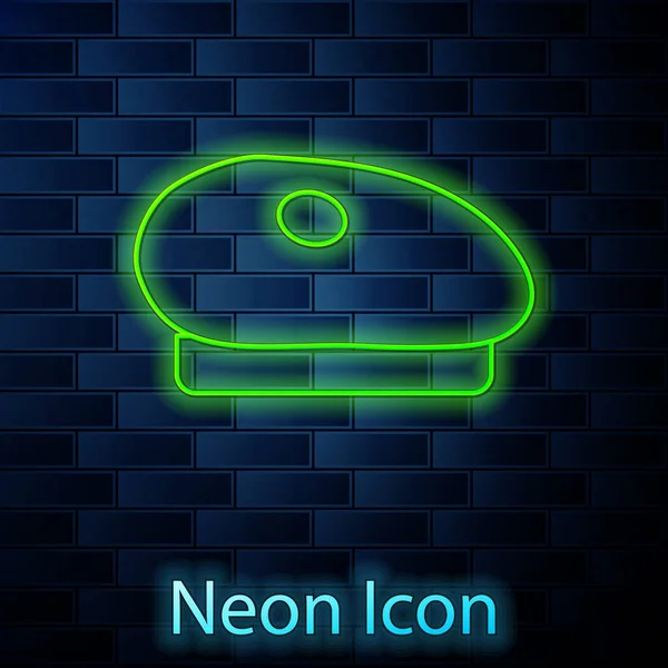 Glödande Neon Linje Fransk Basker Ikon Isolerad Tegel Vägg Bakgrund — Stock vektor