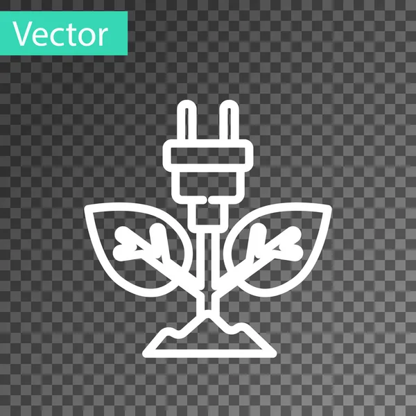 Ligne Blanche Bouchon Économie Électrique Dans Icône Feuille Isolé Sur — Image vectorielle