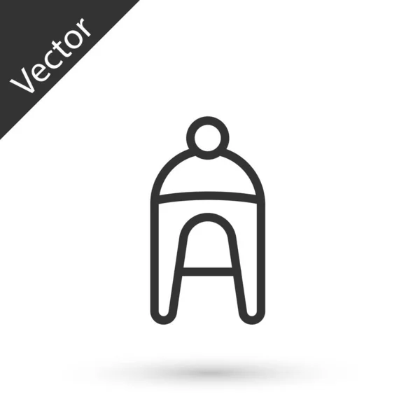 Línea Gris Icono Del Sombrero Invierno Aislado Sobre Fondo Blanco — Vector de stock