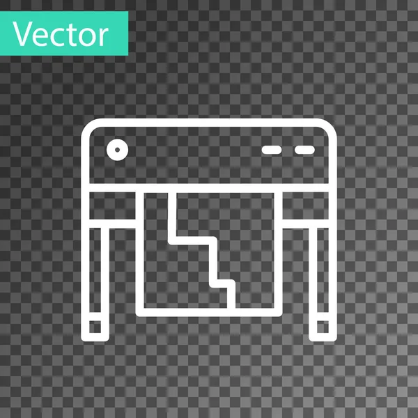 White Line Plotter Icon Isolated Transparent Background Large Format Multifunction — Stock Vector