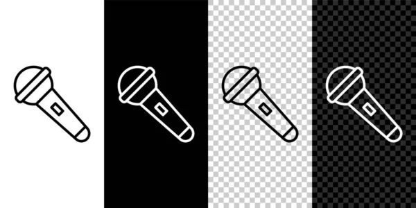 Siyah Beyaz Arkaplanda Mikrofon Simgesini Ayır Radyodaki Mikrofondan Sözcü Işareti — Stok Vektör