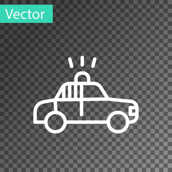 Línea Blanca Coche Policía Icono Parpadeante Policía Aislados Fondo Transparente — Vector de stock