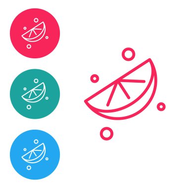 Kırmızı çizgi dilimlenmiş kireç ikonu beyaz arkaplanda izole edilmiş. Simgeleri daire düğmelerine ayır. Vektör