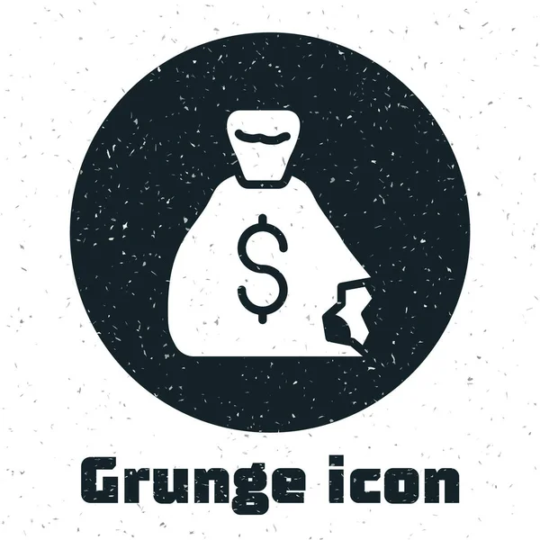 Grunge Money Icono Bolsa Aislado Sobre Fondo Blanco Dólar Símbolo — Vector de stock