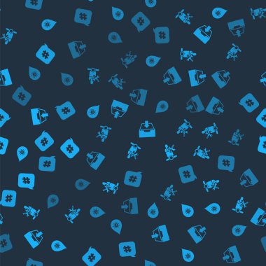 Kirli su damlasını, Scooter servisini, Gelen Kutusunu ve Hashtag konuşma balonunu pürüzsüz şablona ayarlayın. Vektör.