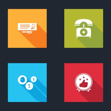 Banka çeki ve kalem, telefon, bozuk para ve tüketici veya müşteri ürün derecelendirme simgesini ayarla. Vektör.