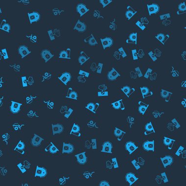 Çiftlik evini, Tohum ve El Arabası 'nı kusursuz desenli kirle donatın. Vektör