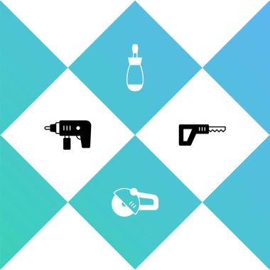 Elektrikli matkap, açılı öğütücü, tornavida ve Karşılaştırmalı testere simgesini ayarla. Vektör