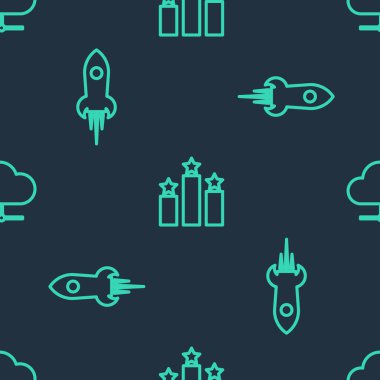 Sıralama Yıldızı, Ateşli Roket Gemisi ve Ağ Bulutu bağlantısını kusursuz şekilde ayarlayın. Vektör.