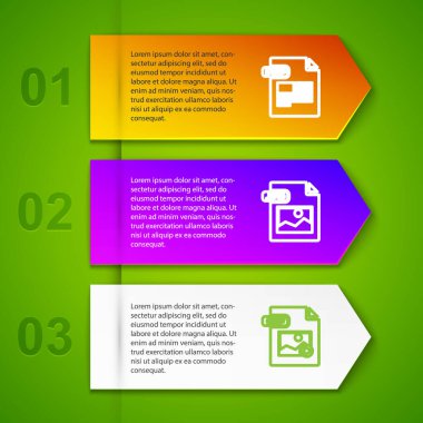 Satır PDF dosya belgesi, JPG, GIF ve WAV ayarlayın. Ticari bilgi şablonu. Vektör.