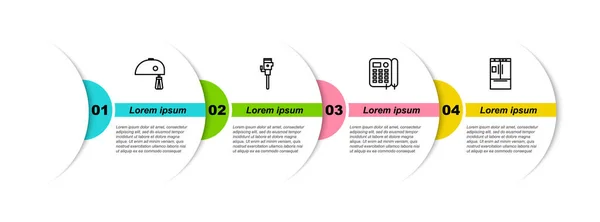 Set Line Elektromixer Bau Presslufthammer Telefon Und Kühlschrank Geschäftsinfografische Vorlage — Stockvektor