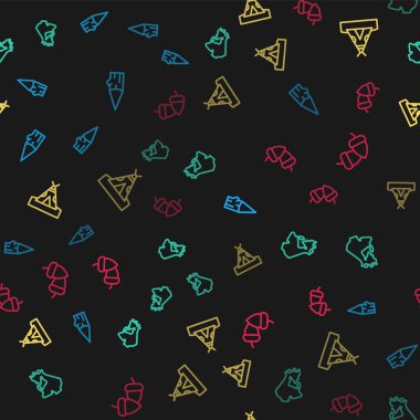 Ahşap hat, Kanada haritası, Kızılderili çadırı ya da çadır ve meşe palamudu. Vektör