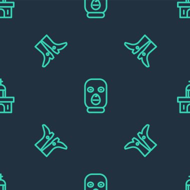 Çizgi Hırsız maskesi, Ukrayna ayakkabıları ve kilise binası kusursuz desenli. Vektör