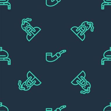 Hattı, tüttürme piposunu, Ukrayna kazağını, ekmeği ve tuzu kusursuz desene göre ayarla. Vektör