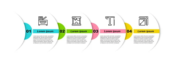Zeilenkopiermaschine Drucker Text Und Papiergröße Einstellen Geschäftsinfografische Vorlage Vektor — Stockvektor