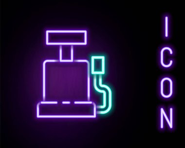 Parlayan neon hattı hava pompası ikonu siyah arka planda izole edildi. Renkli taslak konsepti. Vektör