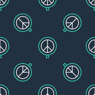 Çizgi Barış simgesi, siyah arkaplanda kusursuz desen izole etti. Hippi barış sembolü. Vektör