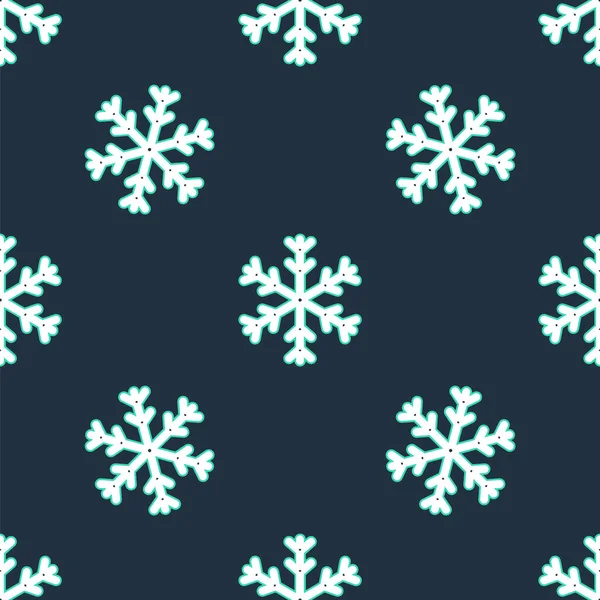 Line Snowflake Icon Isolated Seamless Pattern Black Background Vector — Stock Vector