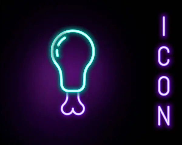 发光的霓虹灯线鸡腿图标孤立在黑色背景 鸡腿棒 五彩缤纷的概念 — 图库矢量图片