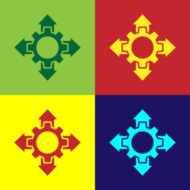 Pop Art Project ekip taban simgesi renk arkaplanında izole edildi. İş analizi ve planlama, danışmanlık, takım çalışması, proje yönetimi. Vektör.