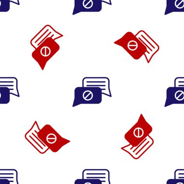 Mavi ve kırmızı konuşma balonu sohbet simgesi beyaz arkaplanda izole edilmiş kusursuz desen. İleti simgesi. İletişim ya da yorum sohbet sembolü. Vektör.