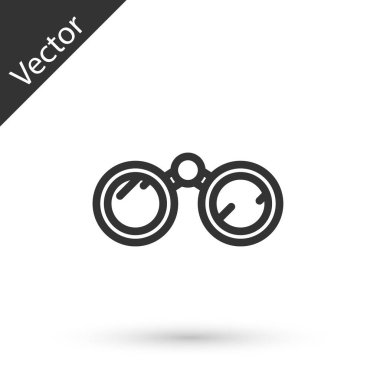 Gri çizgi dürbün simgesi beyaz arkaplanda izole edildi. Yazılım işareti bul. Casus ekipman sembolü. Vektör İllüstrasyonu.