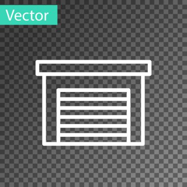 Beyaz çizgi Garaj simgesi şeffaf arkaplanda izole edildi. Vektör.