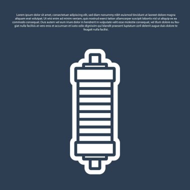 Mavi çizgi şok emici simgesi mavi arkaplanda izole edildi. Vektör.