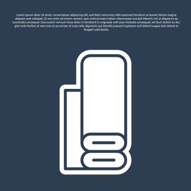 Mavi çizgi Hint kumaş ikonu mavi arka planda izole edilmiş. Yuvarlan, paspas, halı, halı, halı ya da kağıt rulo ikonu. Vektör.