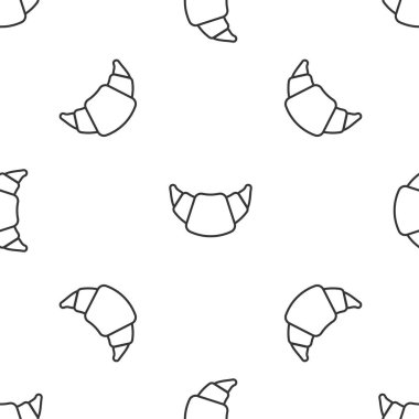 Gri çizgi kruvasan simgesi beyaz arka planda izole edilmiş. Vektör.