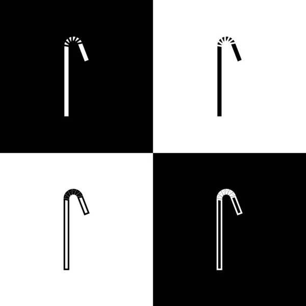 Set Icône Paille Plastique Potable Isolé Sur Fond Noir Blanc — Image vectorielle