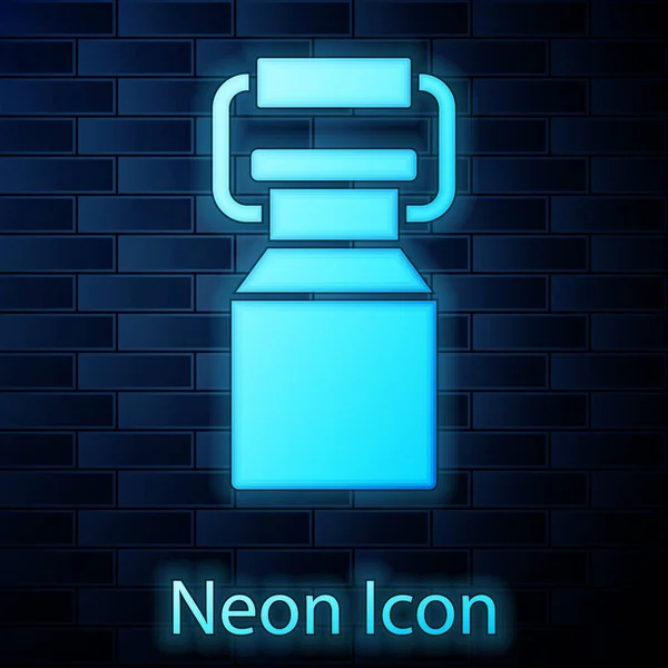 Gloeiende Neon Kan Container Voor Melk Pictogram Geïsoleerd Baksteen Muur — Stockvector