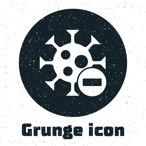 Grunge Negative Virus Icon Isolated White Background Corona Virus 2019 — Stock Vector