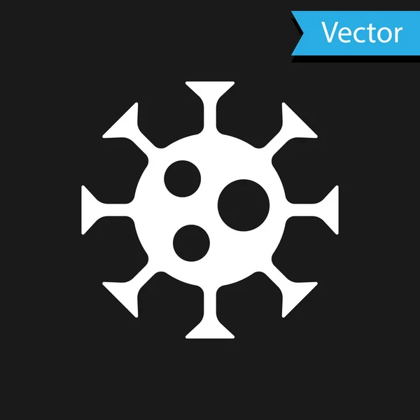 Icono Del Virus Blanco Aislado Sobre Fondo Negro Virus Corona — Vector de stock