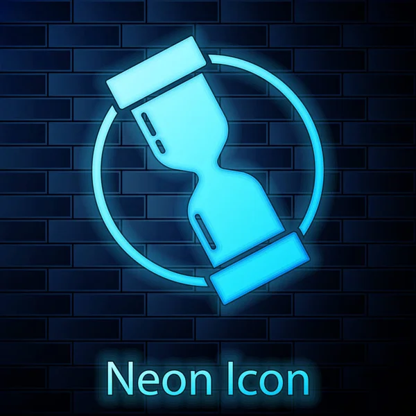 Žhnoucí Neon Staré Přesýpací Hodiny Tekoucí Pískovou Ikonou Izolovanou Pozadí — Stockový vektor