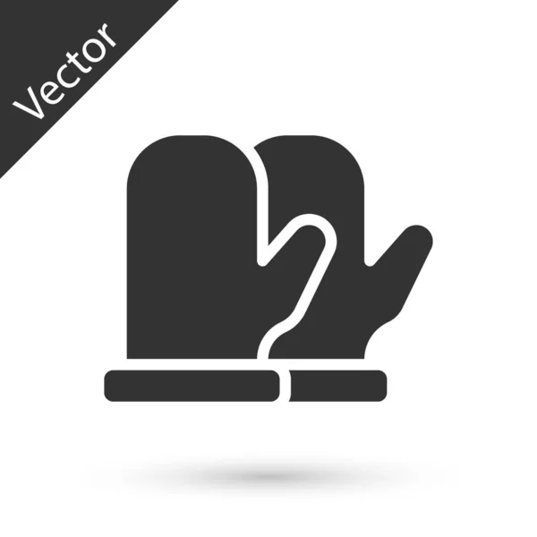 Icono Gris Manopla Navidad Aislado Sobre Fondo Blanco Vector — Vector de stock