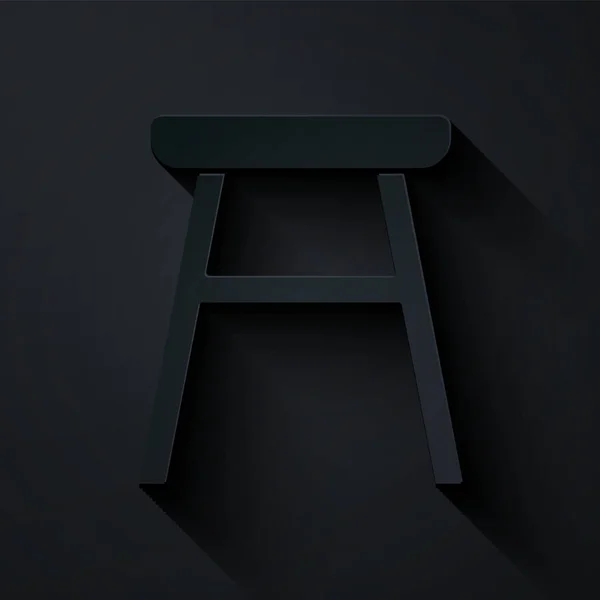 Icono Silla Corte Papel Aislado Sobre Fondo Negro Estilo Arte — Vector de stock