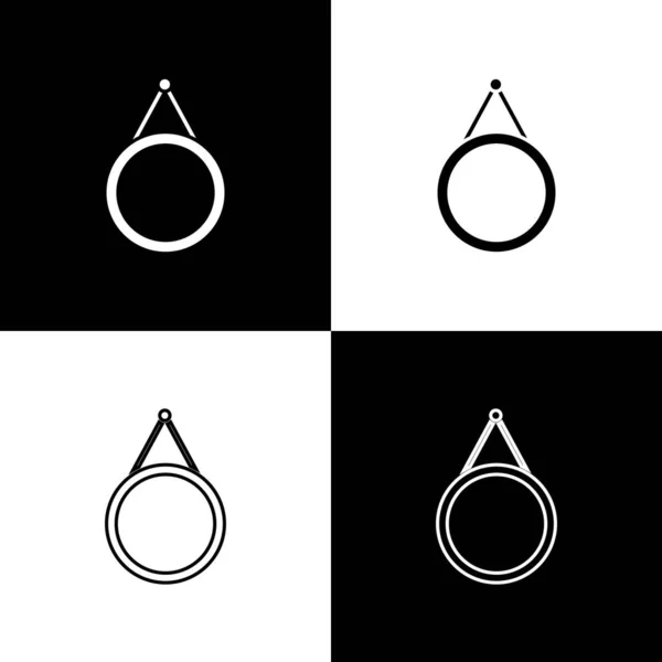 Spiegelsymbol Isoliert Auf Schwarzem Und Weißem Hintergrund Setzen Vektor — Stockvektor
