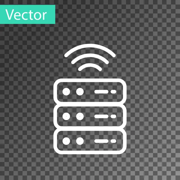 Weiße Linie Smart Server Daten Web Hosting Symbol Isoliert Auf — Stockvektor