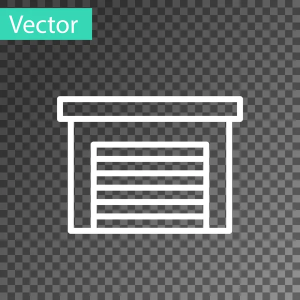 Witte Lijn Garage Pictogram Geïsoleerd Transparante Achtergrond Vector — Stockvector