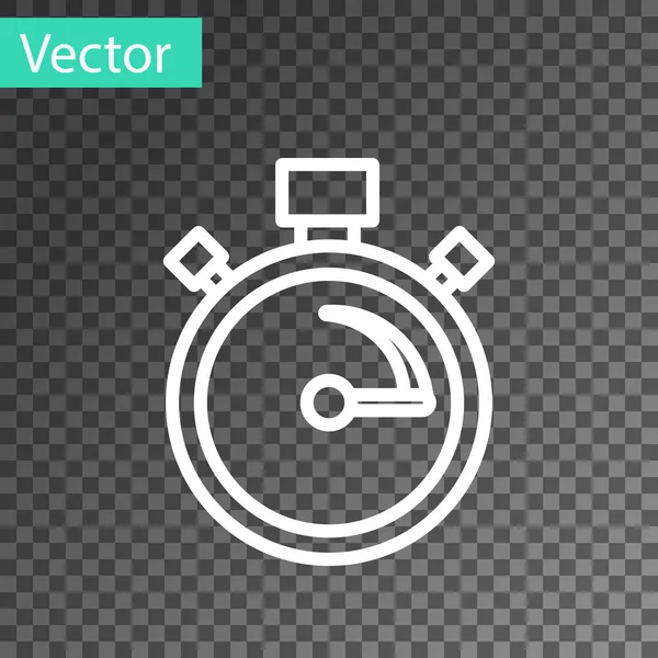 Línea Blanca Icono Cronómetro Aislado Sobre Fondo Transparente Signo Del — Vector de stock
