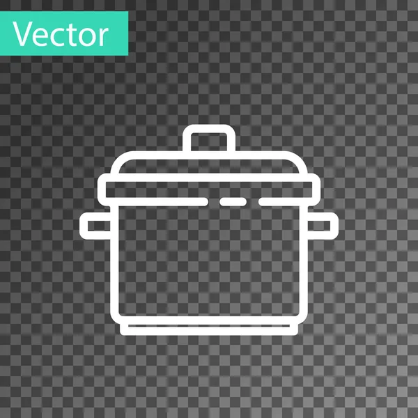 Línea Blanca Icono Olla Cocina Aislado Sobre Fondo Transparente Hervir — Vector de stock