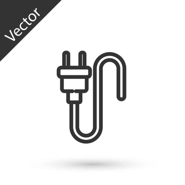 Línea Gris Icono Enchufe Eléctrico Aislado Sobre Fondo Blanco Concepto — Vector de stock