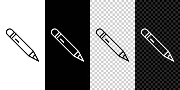 Set Line Pencil Eraser Icon Isolated Black White Background Drawing — Stock Vector