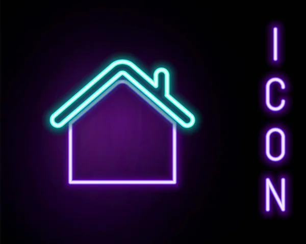 Gloeiende Neon Lijn House Icoon Geïsoleerd Zwarte Achtergrond Huissymbool Kleurrijk — Stockvector