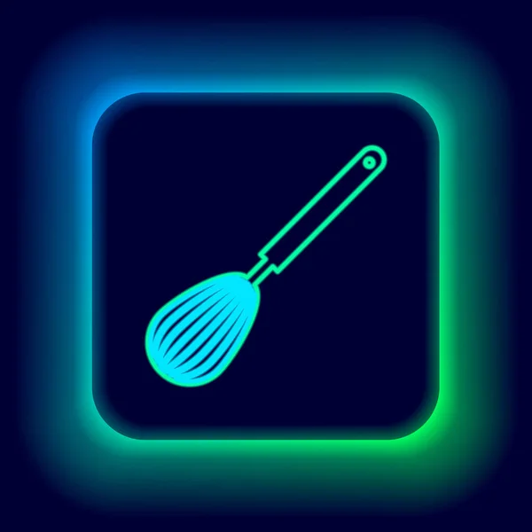 Linia Strălucitoare Neon Pictograma Whisk Bucătărie Izolată Fundal Negru Ustensil — Vector de stoc