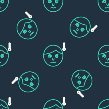 Hat yüksek insan vücut ısısı ya da ateş ikonu siyah arka planda izole edilmiş pürüzsüz desen. Hastalık, soğuk algınlığı, grip belirtileri. Vektör