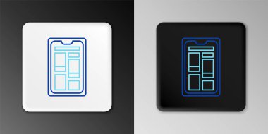 Cep telefonu simgesinden online alışveriş gri arka planda izole edildi. İnternet dükkanı, mobil mağaza uygulaması ve faturalar. Renkli taslak konsepti. Vektör